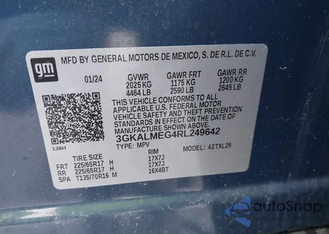 2024 GMC Terrain Fwd Sle из США, поврежденный, VIN 3GKALMEG4RL249642